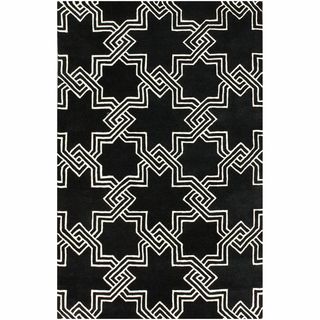 Nuloom Handmade Modern Star Trellis Black/ White Rug (76 X 96)