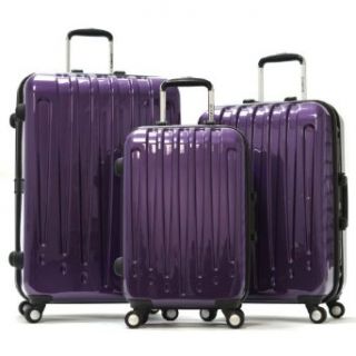 Olympia Luggage Dynasty 3 Piece Zipperless Aluminum Frame Hardcase Set, Purple, One Size Clothing