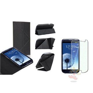 Everydaysource Compatible With Samsung Galaxy SIII / S3 Black Leather Flip Foldable Stand Case with FREE Colorful Diamond LCD Cover Cell Phones & Accessories