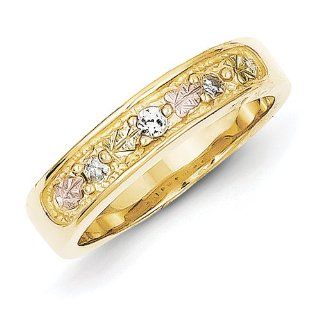 10k Tri color Black Hills Gold Ladies Diamond Wedding Band Ring   Size 6.5   JewelryWeb Jewelry