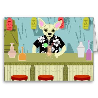 Chihuahua Bamboo Tiki Bar Cards