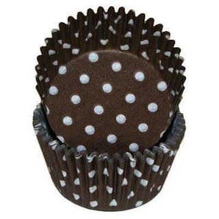 *FREE STANDARD SHIPPING   75 Polka Dot Baking Cups   Brown with White Dots   for Muffins / Cupcakes / Cake Pops   We Ship Within 1 Business Day w/ *FREE Standard Shipping  Dessert Decorating Sprinkles  Grocery & Gourmet Food