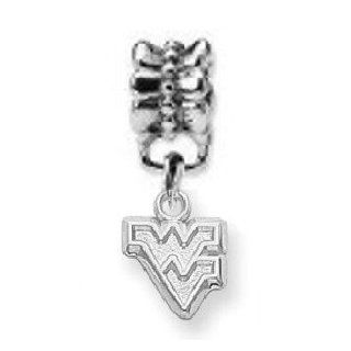 Sterling Silver West Virginia University Dangle "WV" Initials Bead Charm Jewelry