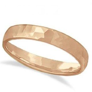 Carved Hammered Finish Wedding Ring Band 14k Rose Gold (3mm) Jewelry Products Jewelry