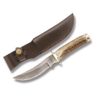 Fox N Hound Knives 606 Upswept Skinner Fixed Blade Knife with Round Design Stag Handles  Hunting Fixed Blade Knives  Sports & Outdoors