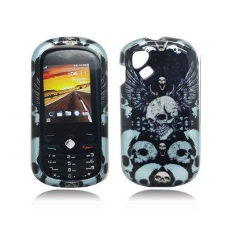 Black Blue Skull Wings Hard Cover Case for Alcatel One Touch OT 606A 606 Cell Phones & Accessories