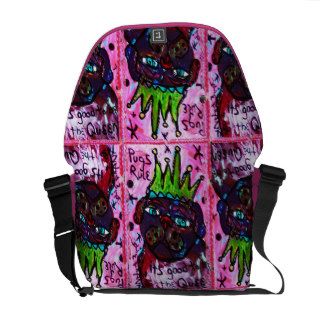 Queen Pug   God Save the Queen Hot Pink Courier Bags