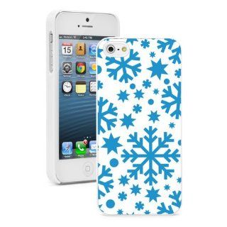 Apple iPhone 5 5S White 5W588 Hard Back Case Cover Color Blue Snowflakes Cell Phones & Accessories