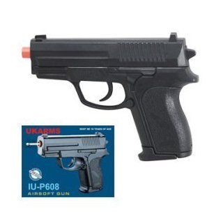 iu p608 AIRSOFT BB / PELLET GUN. Spring load magazine. Includes 6mm soft BB pellets. Each gift boxed. Size 5"  Airsoft Pistols  Sports & Outdoors