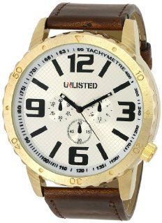 UNLISTED WATCHES Men's UL1245 City Streets Round Gold Case White Dial Brown Strap Watch at  Men's Watch store.