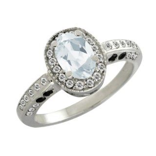 1.53 Ct Oval White Topaz White Sapphire Sterling Silver Ring Jewelry