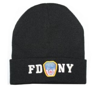 FDNY Winter Hat Police Badge Fire Department Of New York City Black & White One Size at  Mens Clothing store