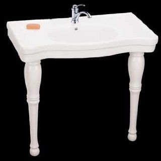 Console Sinks White Vitreous China, Belle Epoque Sink Two Spindle Legs Single Hole  20350  