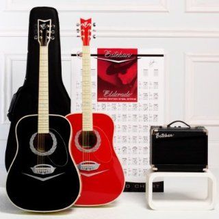 Esteban Cadillac Red Eldorado Acoustic Electric Guitar Package w/ Amplifier, Accessories and 10 Instructional DVDs Musical Instruments