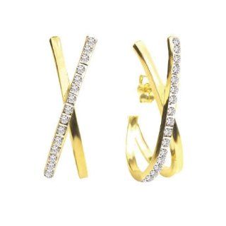 Diamond Fascination 14K Yellow Gold Diamond Accent X Earrings Hoop Earrings Jewelry