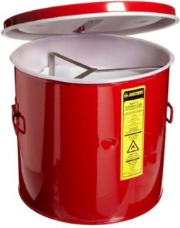 Justrite 27713 Steel Wash Tank with Basket, 3.5 Gallons Capacity, Red Hazardous Storage Cans