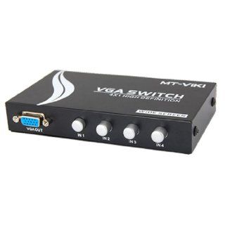 4 In 1 Out VGA Ports Black Metal Box Splitter Switch Electronics