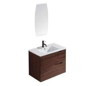 Vigo Mayan 32 in. Single Bathroom Vanity in Espresso with Vanity Top in White and Mirror in Ebony VG09038109K