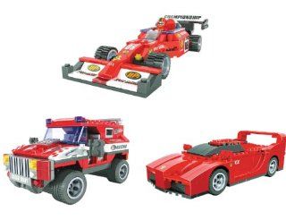 4 Item Bundle BRICTEK Formula One Race Car, 4x4 Racing, Muscle Race Car 592 pcs Building Blocks (Compatible with Legos) + Coloring Activity Book Toys & Games