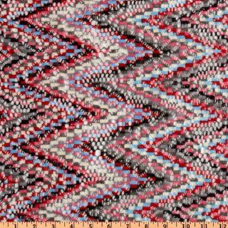 60'' Wide Designer Chevron Lace Red/Light Blue Fabric By The Yard