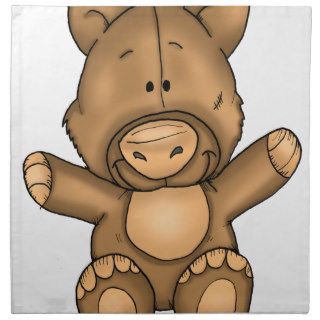 Cute adorable Cartoon Teddy Bear Hug Printed Napkins
