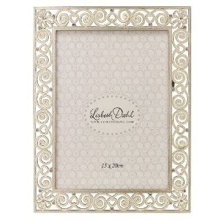 Lisbeth Dahl Light Silver 6 Inch by 8 Inch Frame with Crystal Decoration   Luxury Frames