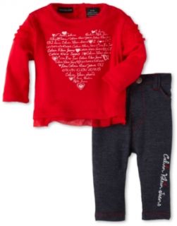 Calvin Klein Baby girls Newborn Top with Pant, Red, 0 3 Months Clothing
