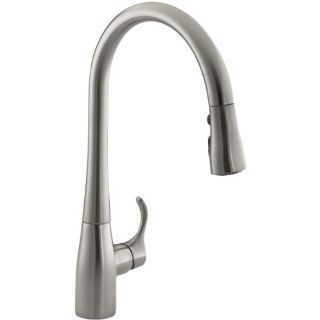KOHLER K 596 VS Simplice Single Hole Pull down Kitchen Faucet, Vibrant Stainless   Touch On Kitchen Sink Faucets  