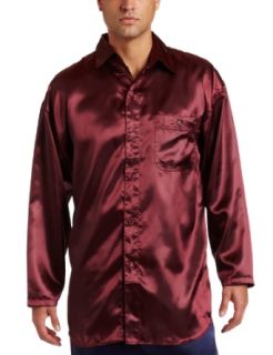 Intimo Men's Classic Satin Long Sleeve One Pocket Pajama Top, Blue, Small at  Mens Clothing store