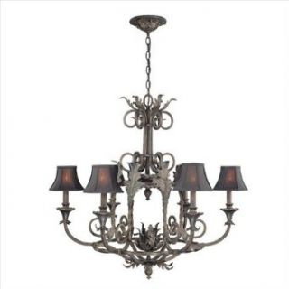 World Imports WI724689 Wrought Iron 6 Light Up Lighting Chandelier from the Iron Works Collection, Bronze    