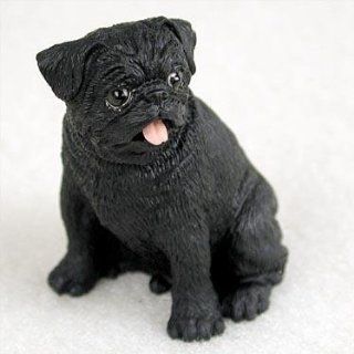 Pug Miniature Dog Figurine   Black   Collectible Figurines