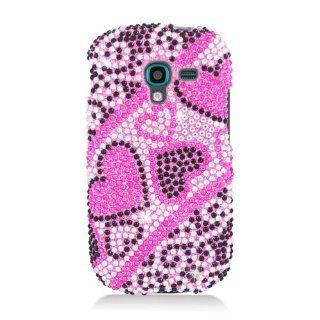 Black Pink Heart Bling Gem Jeweled Crystal Cover Case for Samsung Galaxy Exhibit SGH T599 T Mobile Cell Phones & Accessories