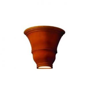 Justice Design Group CER 9835W PATR Rust Patina Ceramic Single Light 11.5" Outdoor Tall Curved Wall Sconce with Glass Shelf Rated for Wet Locations from the Ceramic Collection    