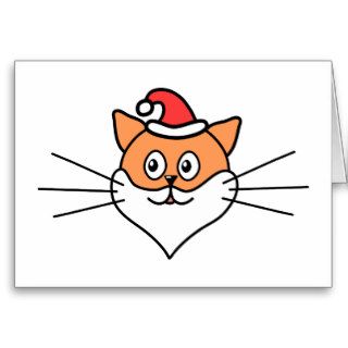 Cartoon of a Cat in a Santa Hat and Beard. Greeting Cards
