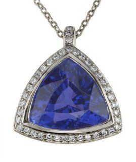 Platinum Tanzanite and Diamond Pendant (6.64 ct tanzanite, 0.18 cttw Diamond) Pendant Necklaces Jewelry