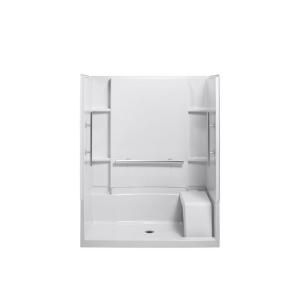 Sterling Plumbing Accord Seated 36 in. x 60 in. x 74 1/2 in. Shower Kit with Grab Bars in White DISCONTINUED 72290103 0