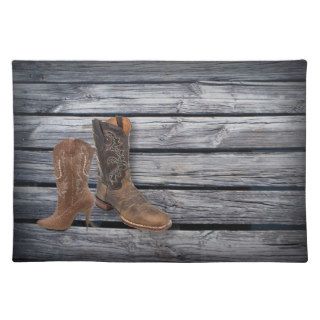 rustic barnwood Cowboy Boots  Country wedding Placemats