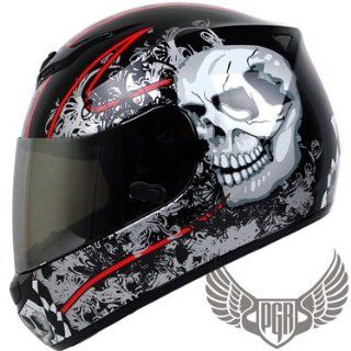 PGR AR01 IMMORTAL SKULL DOT APPROVED Motorcycle Full Face Street Bike Helmet (XXL, BLACK) Automotive