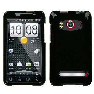 Snap On Cover Hard Case Skin Protector for HTC EVO 4G   Solid Black Cell Phones & Accessories