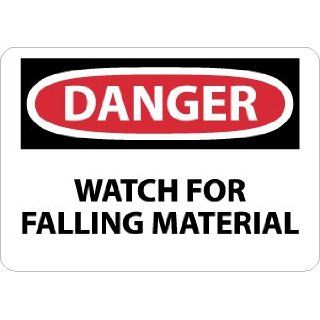 NMC D622RB OSHA Sign, Legend "DANGER   WATCH FOR FALLING MATERIAL", 14" Length x 10" Height, Rigid Plastic, Black/Red on White Industrial Warning Signs