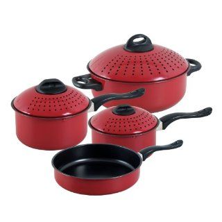 Gibson Cuisine Select Newville 7 Piece Cookware Set, Red Kitchen & Dining