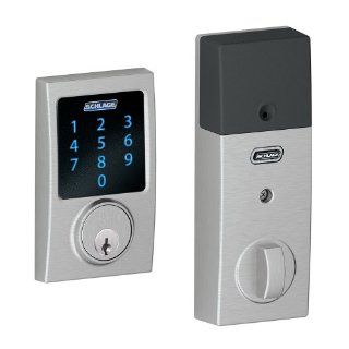 Schlage BE469NXCEN626 Century Touchscreen Deadbolt with Z Wave Technology and Built In Alarm, Satin Chrome   Dead Bolts  