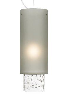 LBL Lighting PF627GCSCCF Birdie Grande 1 Light CFL Pendant with Grey Clear Art Glass and Satin Nickel Finish   Ceiling Pendant Fixtures  