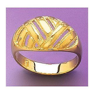 Gold Ring Stripped Cut out Dome (hp) Jewelry