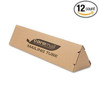 Caremail Triangular Mailing Tube, 4 x 4 x 18, Brown, 12/Pack Science Lab Cleaning Supplies