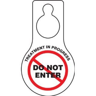 Accuform Signs TAD632 Plastic Shaped Door Knob Hanger Safety Tag, Legend "TREATMENT IN PROGRESS DO NOT ENTER", 5" Width x 9" Height x 15 mil Thickness, Black/Red on White (Pack of 10) Industrial Warning Signs Industrial & Scientif