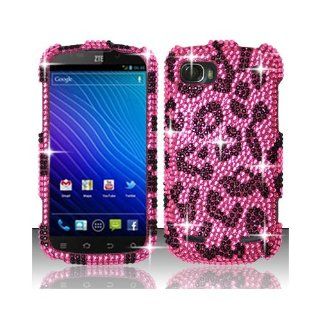 Pink Leopard Bling Gem Jeweled Crystal Cover Case for ZTE Warp Sequent N861 Cell Phones & Accessories