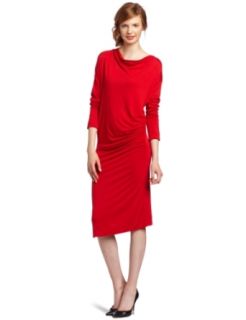 Vivienne Westwood Anglomania Women's Long Sleeve V Neck Drape Dress, Red, X Small