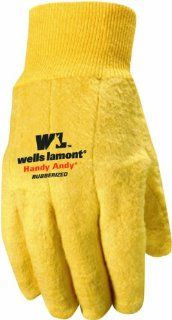 Wells Lamont 635L Mens Chore Glove, Rubber Lining, 16 Ounce Knit, Brown, L Golden Brown  Work Gloves  Patio, Lawn & Garden