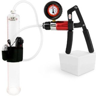 LeLuv Vibrating PRIMO Vacuum Pump with Gauge   Premium 12" Length x 1.50" Diameter Acrylic Cylinder Kit Health & Personal Care